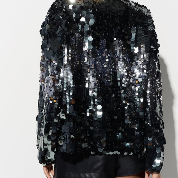 Nasty Gal - All Over Black and Silver Sequin Sweatshirt - Worn Once! - Picture 4 of 4